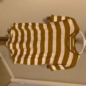 Madewell Tan and Cream Striped Tee